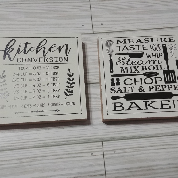 Farmhouse Decor For Tier Tray Kitchen Measurement Conversion Sign & Utensils NEW - Picture 2 of 9